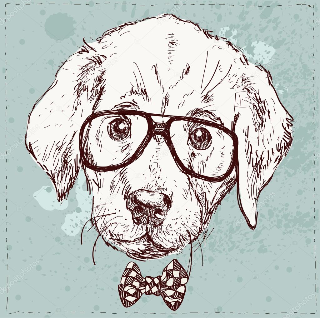 hipster puppy with glasses