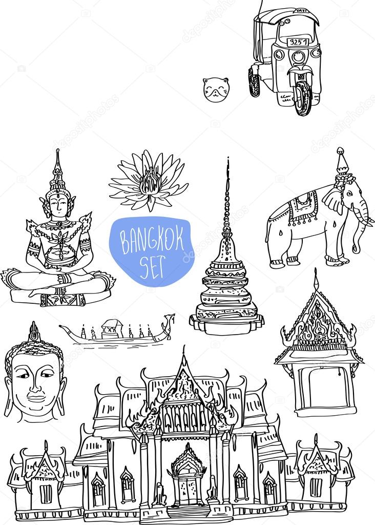 Illustration of vector set of Bangkok