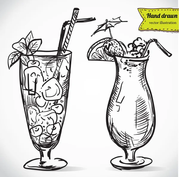 Illustration dessinée à la main du cocktail . — Image vectorielle