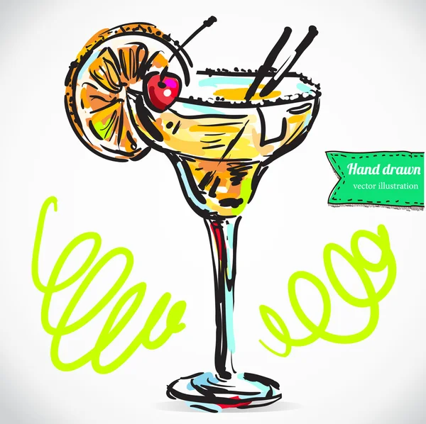 Handgezeichnete Illustration des Cocktails. — Stockvektor
