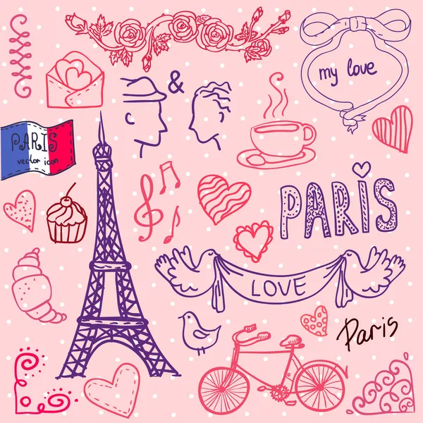 París. vector / ilustración de la plantilla de amor — Vector de stock