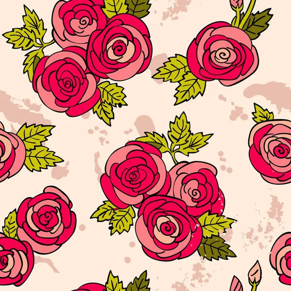 经典的无缝的玫瑰花纹图案 — 图库矢量图片