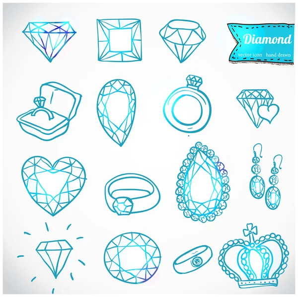 Diamond vector icons set — Stock Vector