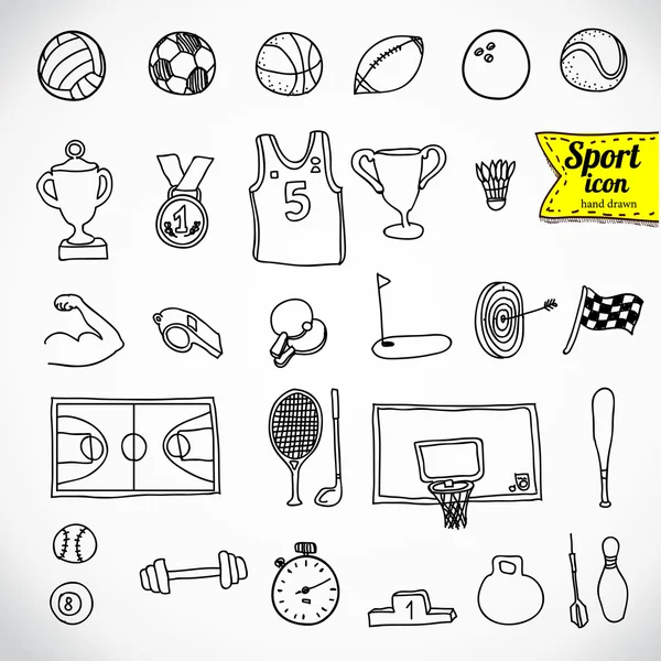 Doodle Sports. Ilustración vectorial . — Vector de stock