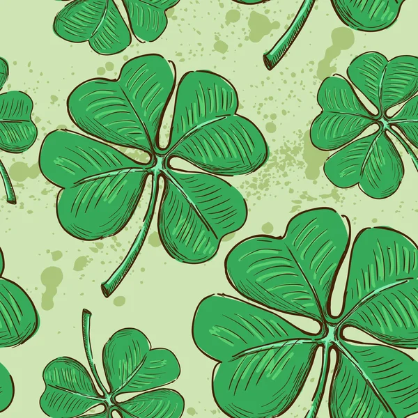 Nahtloses Muster vierblättriges Kleeblatt, Glück oder St. Patrick 's Day — Stockvektor