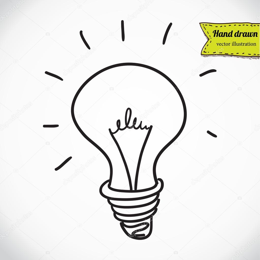 Doodle style light bulb or idea symbol sketch in vector format