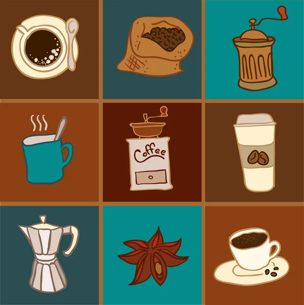 Conjunto de icono de café plano — Vector de stock