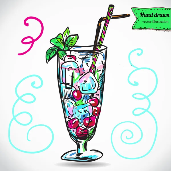 Illustration dessinée à la main du cocktail . — Image vectorielle