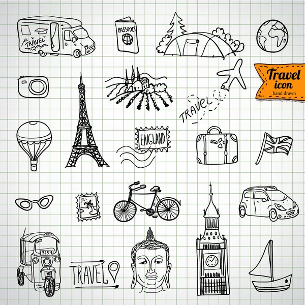 Bosquejo doodle icono de la colección, picnic , — Vector de stock