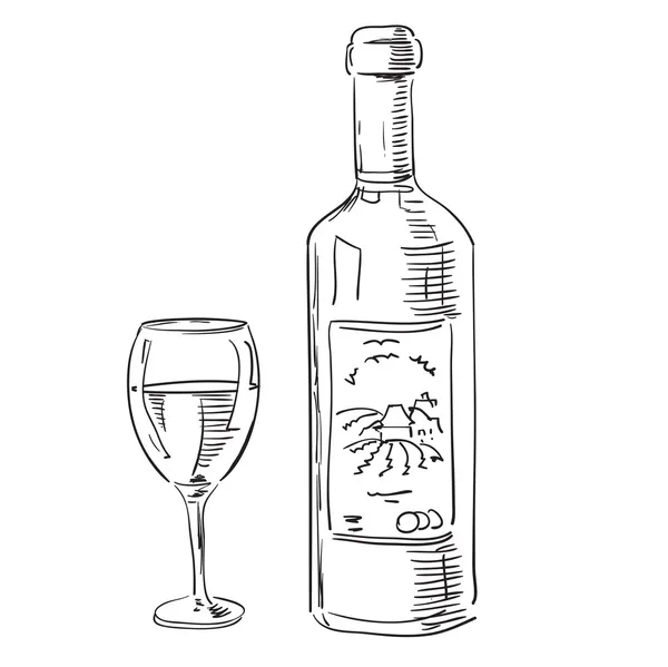 Ποτήρι κρασί και ένα μπουκάλι — Φωτογραφία Αρχείου