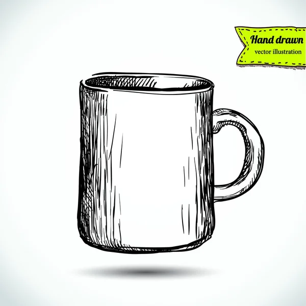 Taça Isolada Branca, ilustração vetorial desenhada à mão —  Vetores de Stock