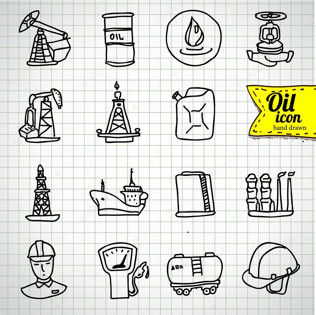 Oil and petroleum icon set, flat isolated vector illustration