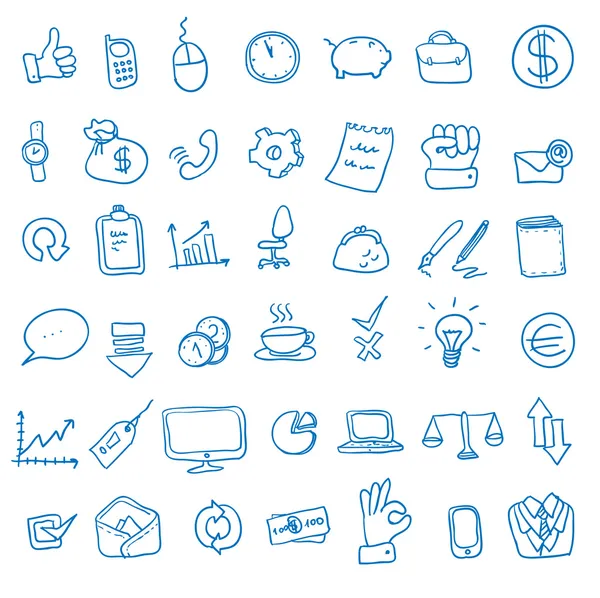 doodle office, business icons set,