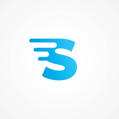 S harfinin akışkan etkiyle çizilmiş vektör çizimi. Çocuk ürünleri, yiyecek ve içecek, oyuncaklar, takviye, vitamin vb. için ilk alfabe logosu tasarım şablonu. Renk kimliği olarak mavi