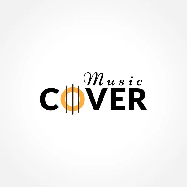 Дизайн Логотипу Music Cover Гітарним Резонансним Отвором Елементом Форми Струни — стоковий вектор