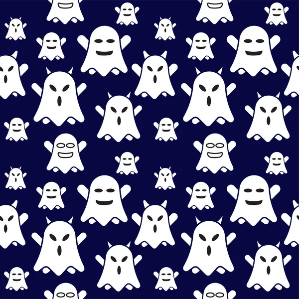 Cute Ghost Seamless Pattern Design Template Flat Character Vector Illustration — Stock Vector