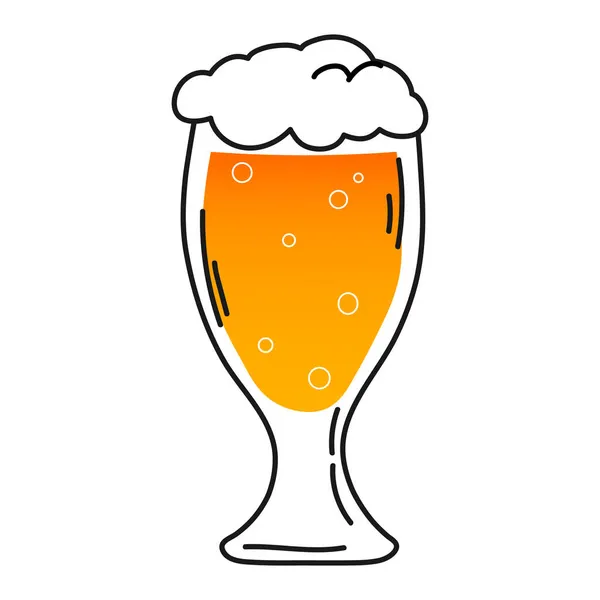 Kaca piala kerajinan simbol bir atau ikon dalam gaya kartun untuk pembuatan bir atau desain menu bir diisolasi di latar belakang putih - Stok Vektor