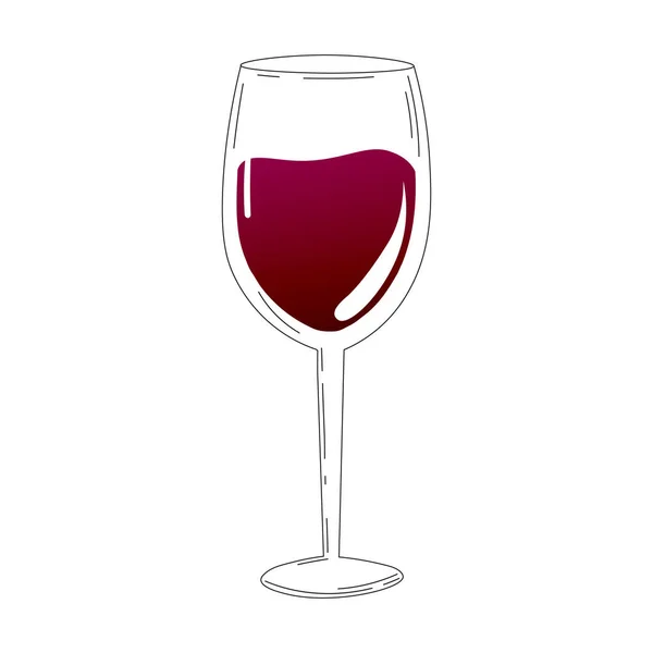와인 잔에 흰색 바탕에 로고나 인쇄용 블랙 과 화이트 스타일의 와인 잔, 메뉴 디자인을 위한 alchol 음료 — 스톡 벡터