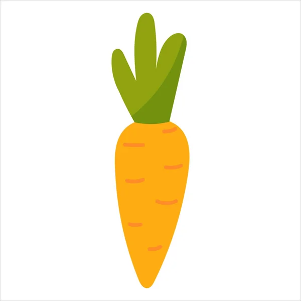Свіжий Морквяний Значок Мультиплікаційному Стилі Ізольований Білому Бакалаврському Майданчику Фермі — стоковий вектор
