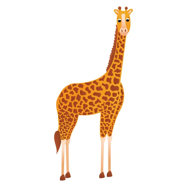 Postać Kreskówki Żyrafa Dziecięcym Stylu Zwierzę Zoo Odizolowane Białym Tle — Wektor stockowy