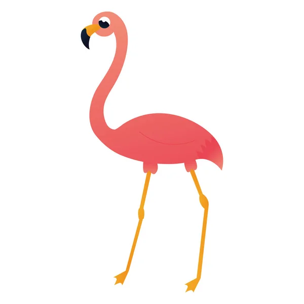 Мультфильм Розового Фламинго Детском Стиле Животное Зоо Изолированное Белом Фоне — стоковый вектор
