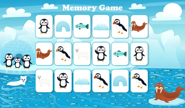 Παιχνίδι Μνήμης Για Παιδιά Προσχολικής Ηλικίας Κάρτες Διάνυσμα Κινούμενα Σχέδια — Διανυσματικό Αρχείο