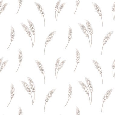 Fırın menüsü tasarımı, yulaf ögesi için el çizimi biçiminde beyaz arkaplanda buğdaysız desen