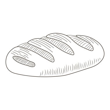 Poster, etiket veya pastane menüsü, yemek taslağı, hamur işi ürünleri çeşitleri için beyaz arkaplanda el yapımı ekmek izole