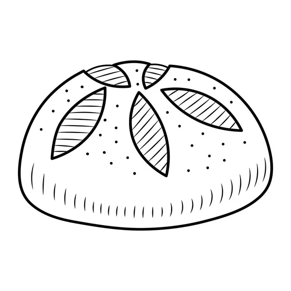 Bun Bread Hand Drawn Style Isolated White Background Poster Label — Vetor de Stock