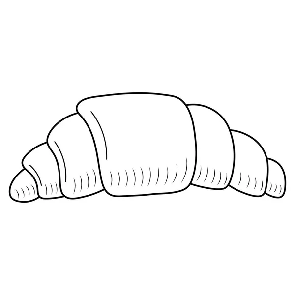 手绘羊角面包 白色背景隔离 用于海报 标签或面包店菜单 包装设计的食品草图 — 图库矢量图片