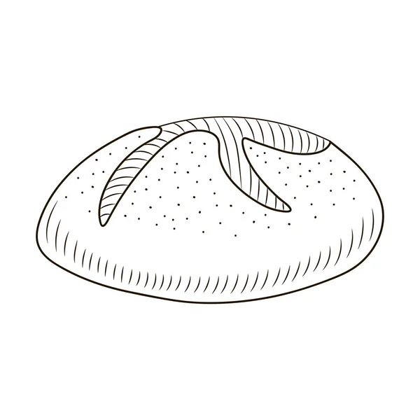 Круглий Хліб Руці Намальований Стиль Ізольований Білому Тлі Плакату Етикетки — стоковий вектор