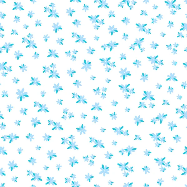 Yüzey tasarımı ya da ambalaj kağıdı için mavi arka planda mavi çiçekli kusursuz çiçek deseni, tekstil baskısı için bahar süsü