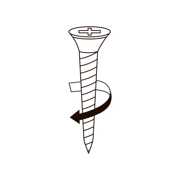 Гвинт Стрілкою Стилі Намальованому Вручну Ізольований Білому Тлі Елемент Дизайну — стоковий вектор