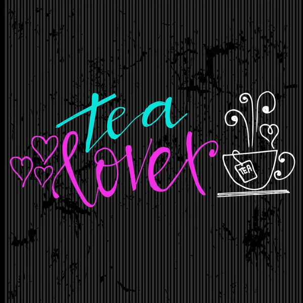 Tea Lover Zitate Doodle Und Illustration — Stockvektor