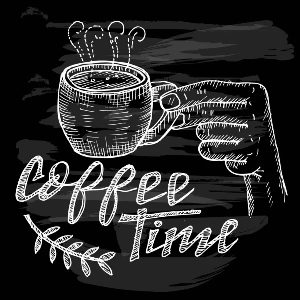 Hora Del Café Cotizaciones Garabato — Vector de stock