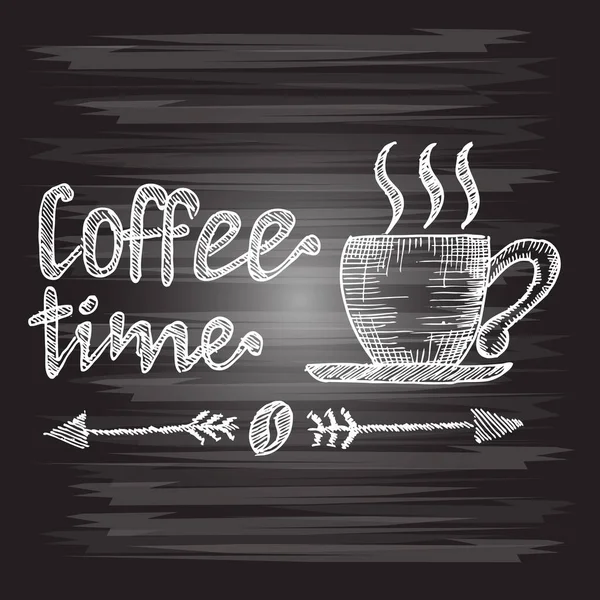 Hora Del Café Bosquejo Garabatos Ilustración — Vector de stock