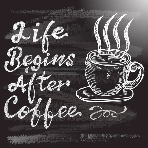 Das Leben Beginnt Nach Dem Kaffee Kritzelzitate — Stockvektor