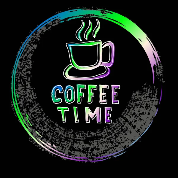 Ώρα Για Καφέ Εισαγωγικά Και Σκίτσο — Διανυσματικό Αρχείο