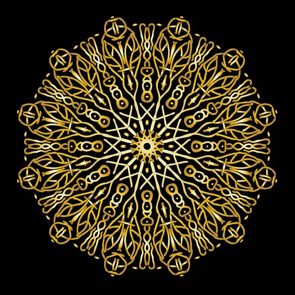 Mandala Bakgrund Svart Och Guld Färg — Stock vektor