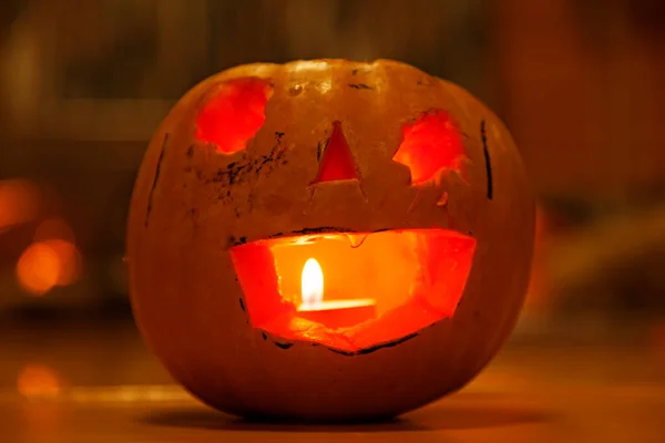 Calabaza Miedo Que Dañado Para Halloween —  Fotos de Stock