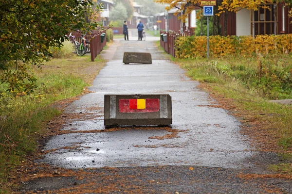 Umea Norrland Suécia Setembro 2020 Barreiras Tanques Para Evitar Tráfego — Fotografia de Stock