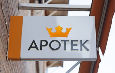 Umea, Norrland İsveç - 21 Mart 2022: metni imzalayın - eczane 