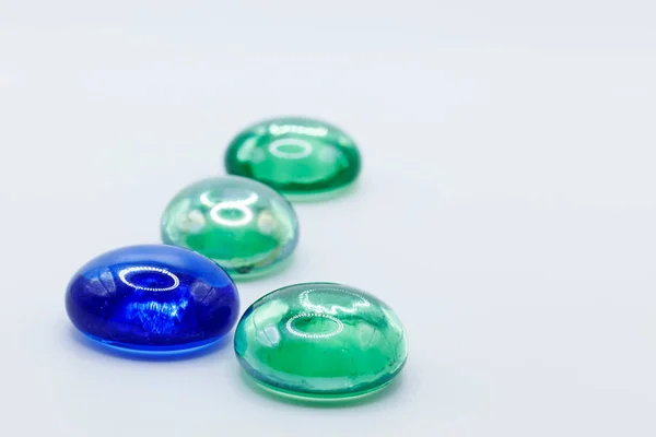 Four Glass Beads White Background — Photo