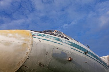 Power Park, Finland - June 20, 2022: part of the cockpit of an old passenger airplane