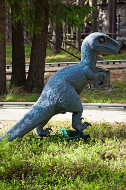 Powerpark, Finland - June 20, 2022: model of a dinosaur at the amusement park