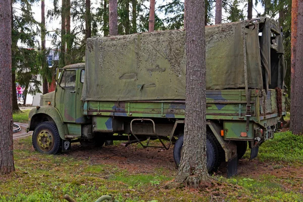 Powerpark Finland June 2022 Military Truck Camouflage Small Forest Lot — Stockfoto