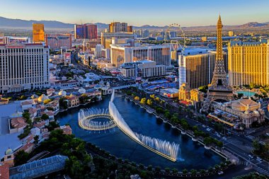 Las Vegas Nevada 2021. Las Vegas Şeridi 'nin panoramik manzarası.