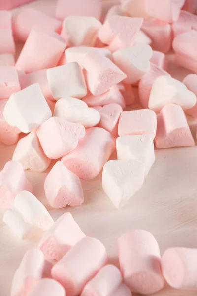 Sweet Marshmallows Pink Pastel Background Childhood Birthday Concept — Foto Stock