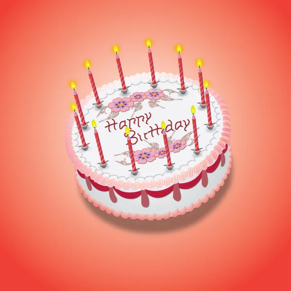 Birthday pink cake — Stock Vector