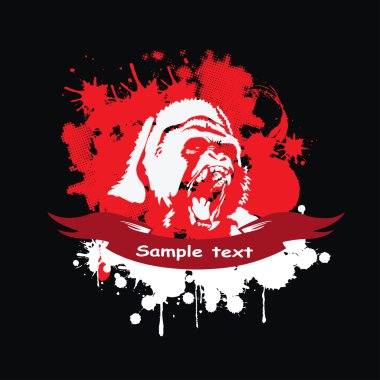 orangutan kırmızı kurdele ile bir çerçeve içinde